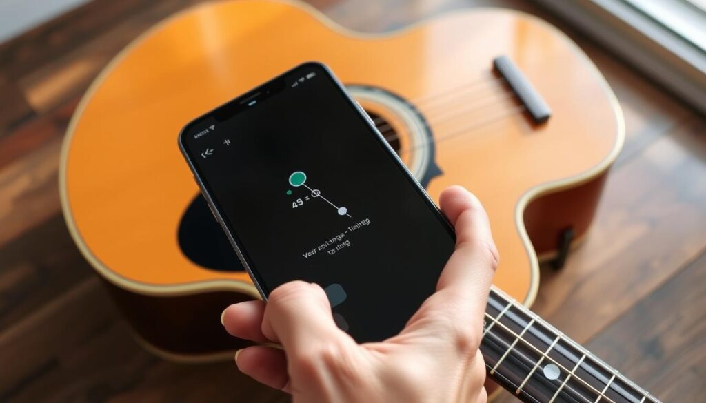 Afinação de violão com aplicativo