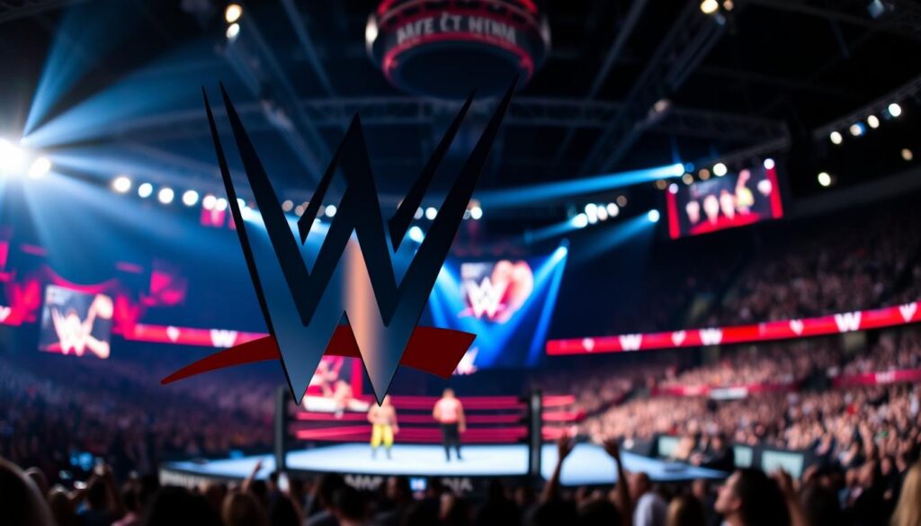 A high-resolution image of the WWE logo and branding displayed prominently in the foreground, with a blurred background showcasing a dynamic wrestling match or event taking place in a large indoor arena. The lighting should be vivid and dramatic, with deep shadows and strong highlights to convey the excitement and energy of live WWE action. The camera angle should be slightly elevated, providing a sense of grandeur and scale to the scene. The overall mood should be one of intensity, power, and the thrill of live professional wrestling entertainment. A high-resolution image of the WWE logo and branding displayed prominently in the foreground, with a blurred background showcasing a dynamic wrestling match or event taking place in a large indoor arena. The lighting should be vivid and dramatic, with deep shadows and strong highlights to convey the excitement and energy of live WWE action. The camera angle should be slightly elevated, providing a sense of grandeur and scale to the scene. The overall mood should be one of intensity, power, and the thrill of live professional wrestling entertainment.
